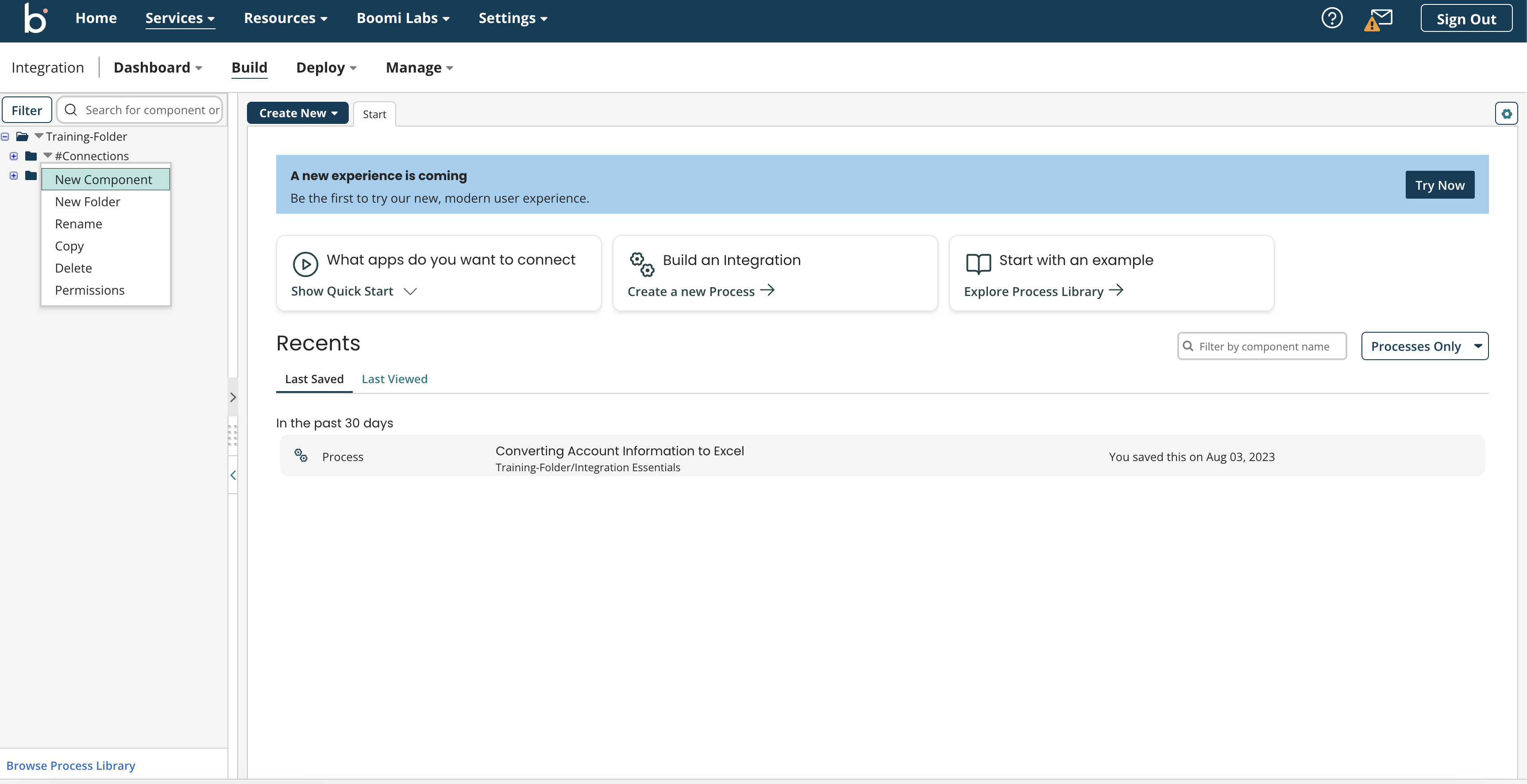 New component option